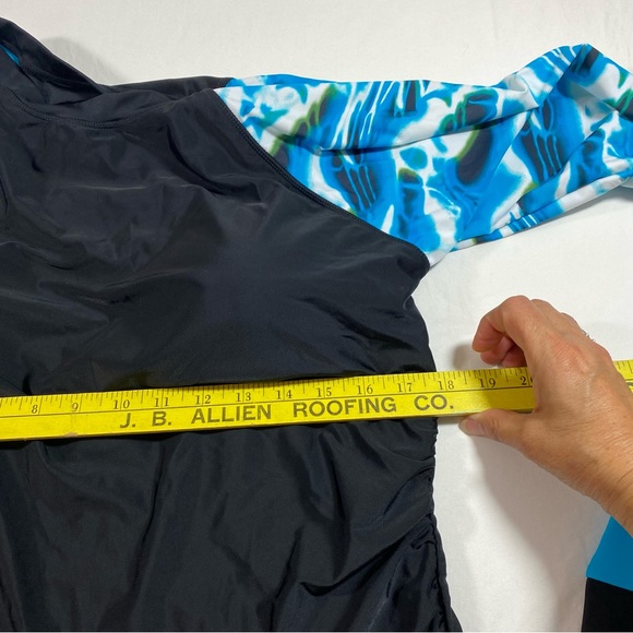 Rashguard woman’s Long Sleeve Shirred Side Attached Bra black blue 2XL Rashguard - Picture 11 of 11